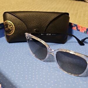 Ray-Ban Women Clear Frame Blue Lens Sunglasses